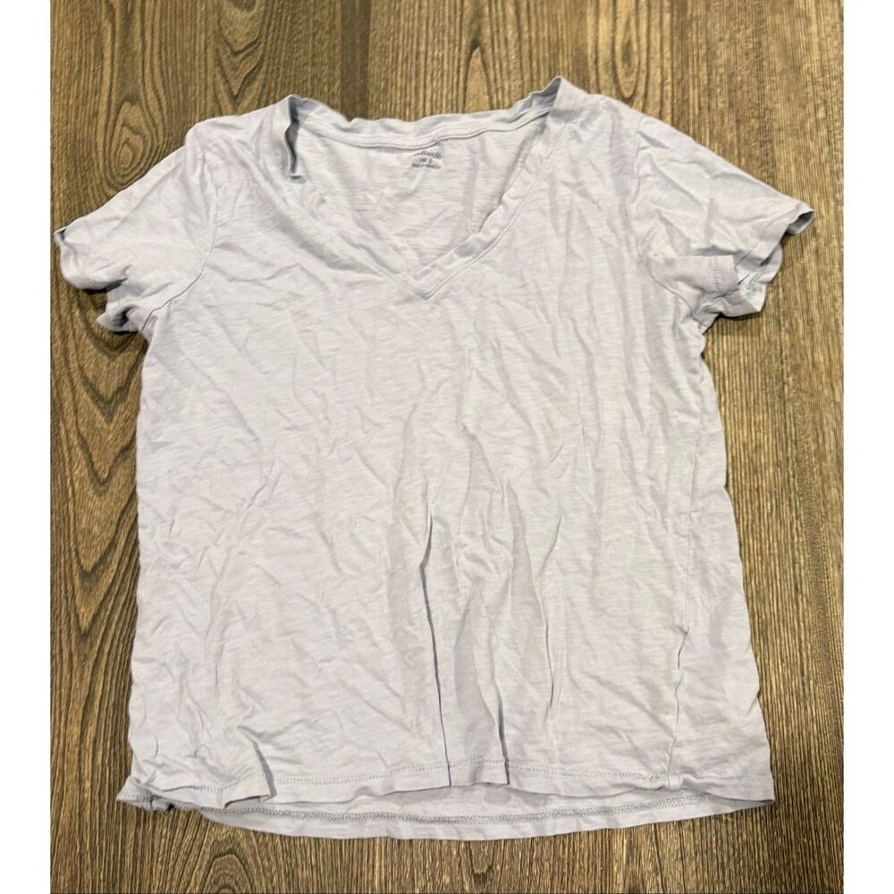 Madewell Womens V-neck T-Shirt Short Sleeve 100% Cotton Pullover Gray Size S
